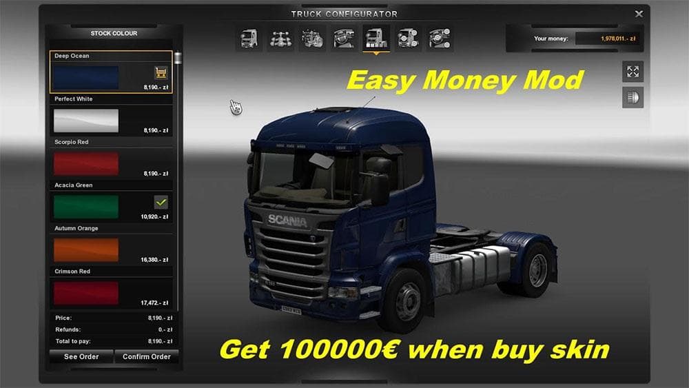 GET EASY MONEY – Parts mod for Euro Truck Simulator 2