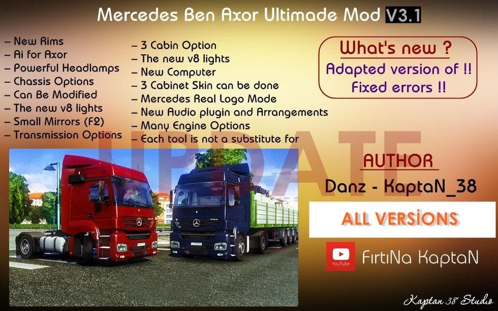 MERCEDES BENZ AXOR ULTIMATE MOD UPDATE – Parts mod for Euro Truck Simulator 2