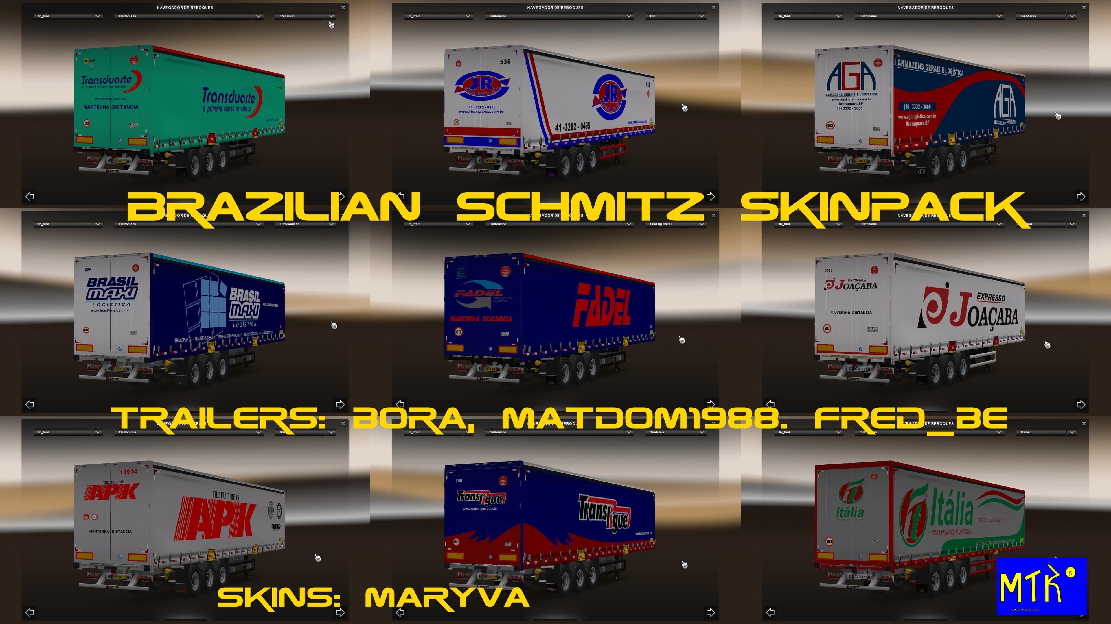 BRAZILIAN SCHMITZ TRAILERS SKIN PACK – Skins mod for Euro Truck Simulator 2
