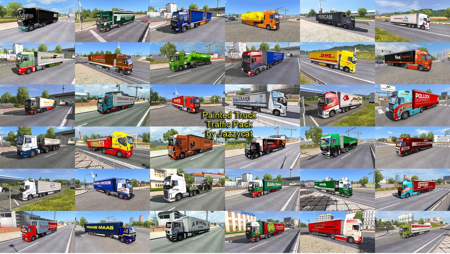 PAINTED TRUCK TRAFFIC PACK BY JAZZYCAT V2.2 - ETS2 mods download – other screenshot 2