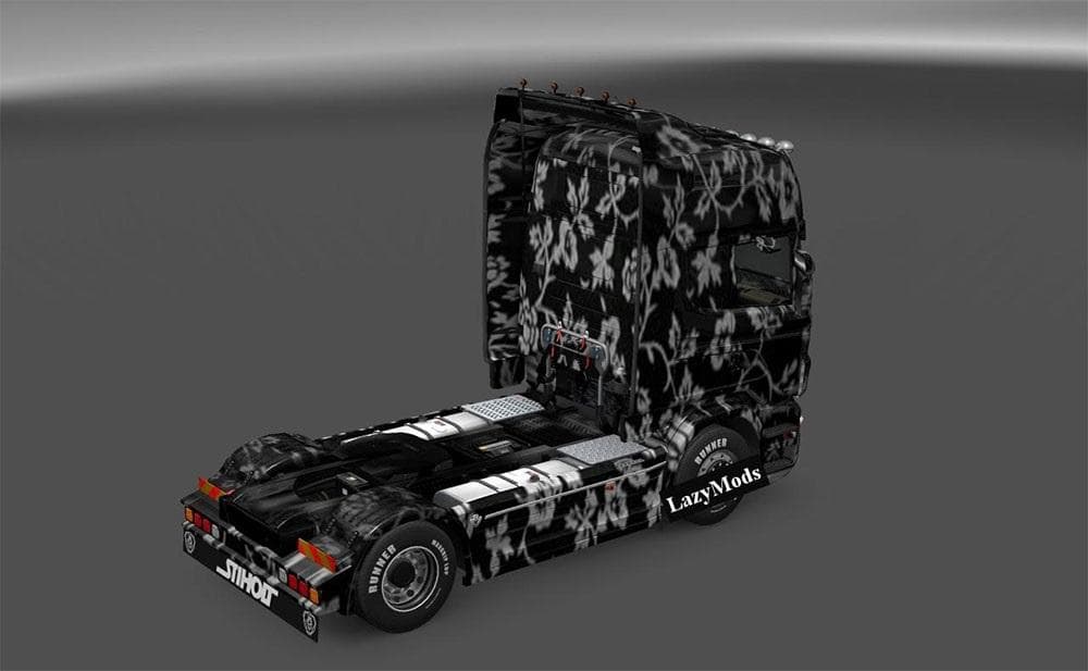 Scania RJL White Flowers Skin - ETS2 mods download – skins screenshot 2