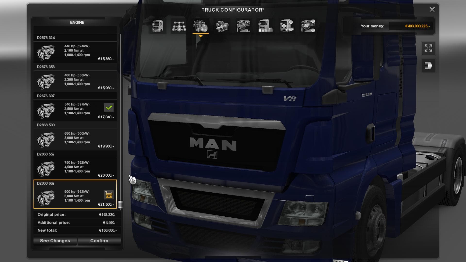 MAN 750 AND 900 HP ENGINES – Parts mod for Euro Truck Simulator 2