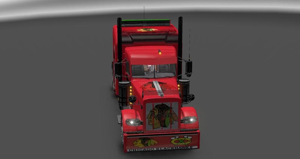 PETERBILT 389 CHICAGO BLACK HAWKS SKIN - ETS2 mods download – skins screenshot 2