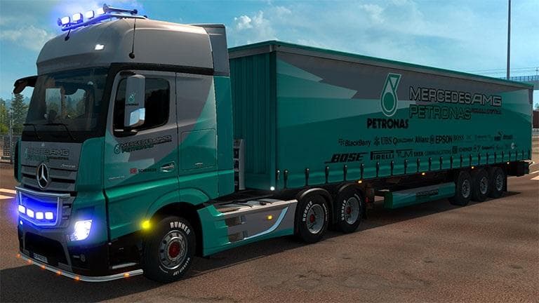 MERCEDES ACTROS MP4 PETRONAS F1 COMBO PACK V1 – Skins mod for Euro Truck Simulator 2