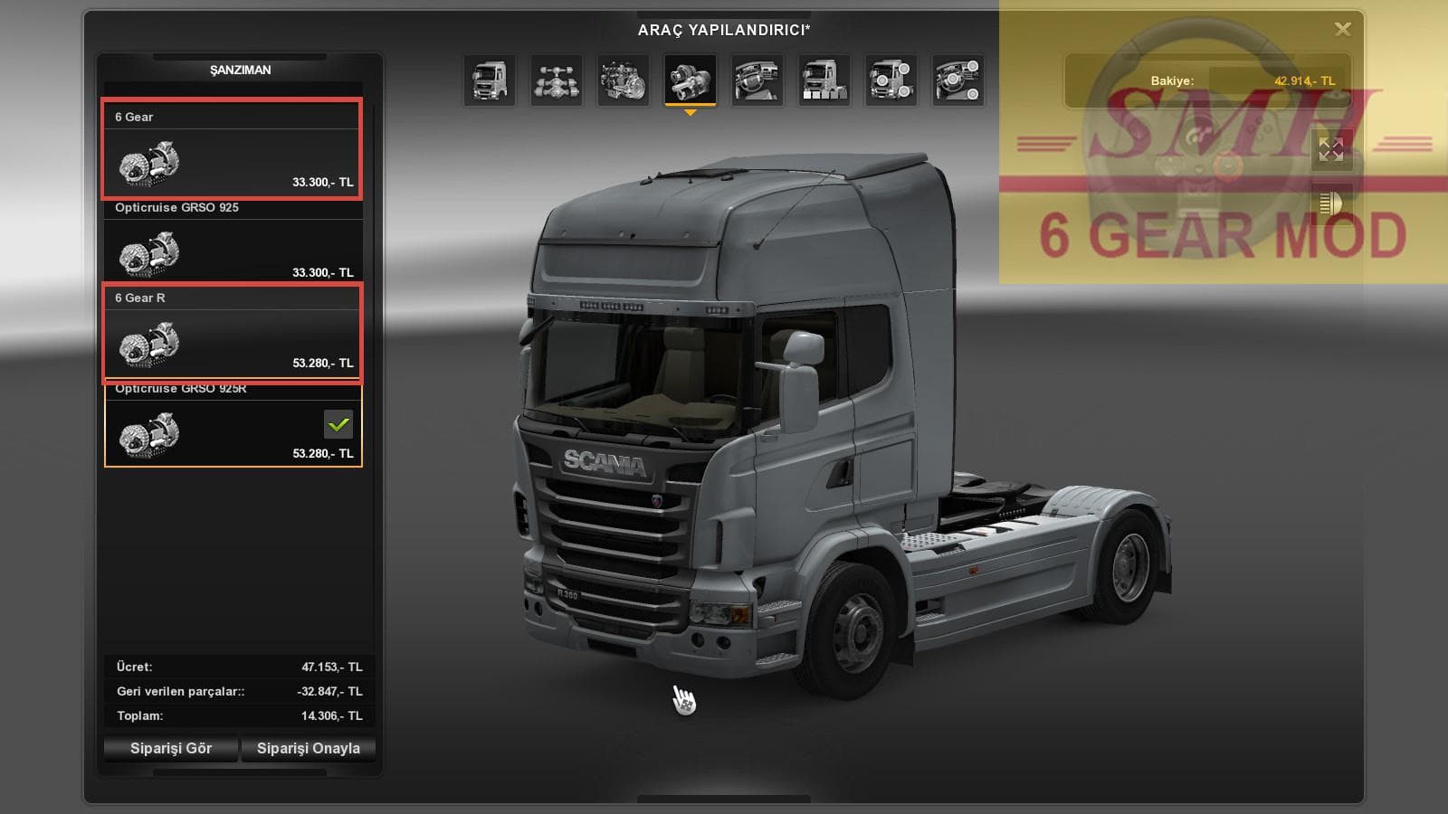 6 GEAR MOD 1.21.X – Parts mod for Euro Truck Simulator 2