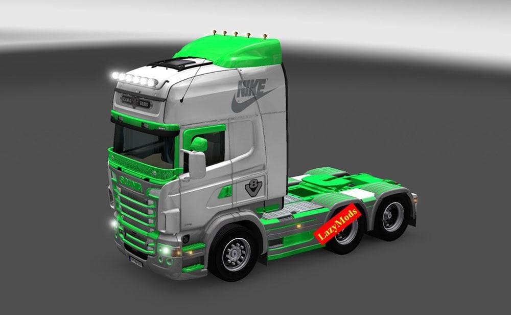 SCANIA RJL V8 GREEN AND GRAY NIKE SKIN – Skins mod for Euro Truck Simulator 2