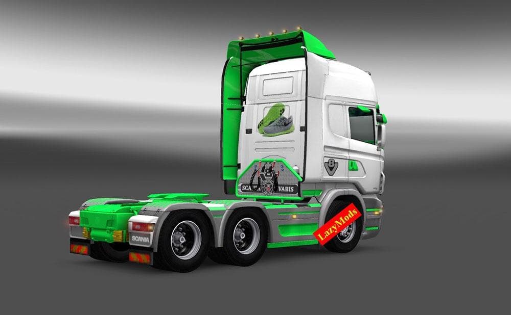 SCANIA RJL V8 GREEN AND GRAY NIKE SKIN - ETS2 mods download – skins screenshot 2