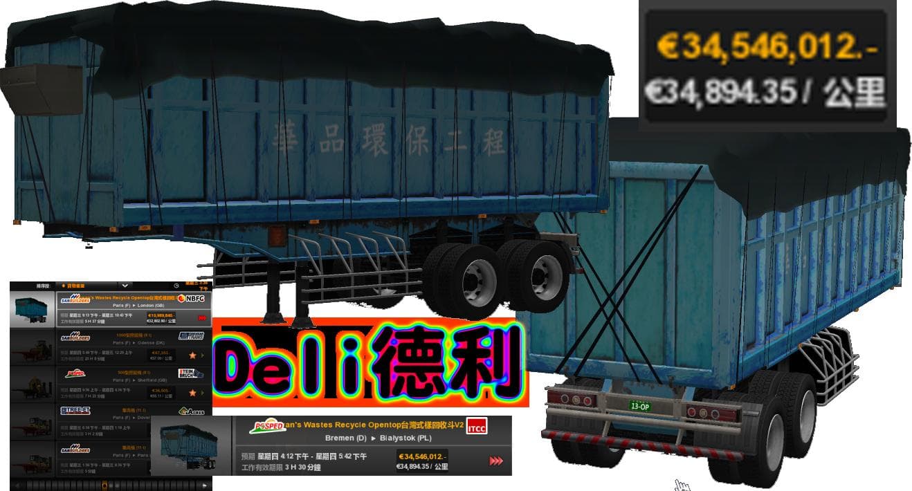 TAIWAN'S WASTES RECYCLE OPENTOP V2 – Trailers mod for Euro Truck Simulator 2