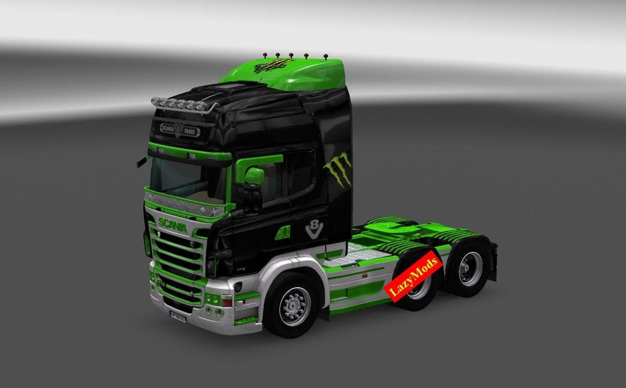 SCANIA RJL V8 MONSTER ENERGY SKIN [LAZYMODS] – Skins mod for Euro Truck Simulator 2