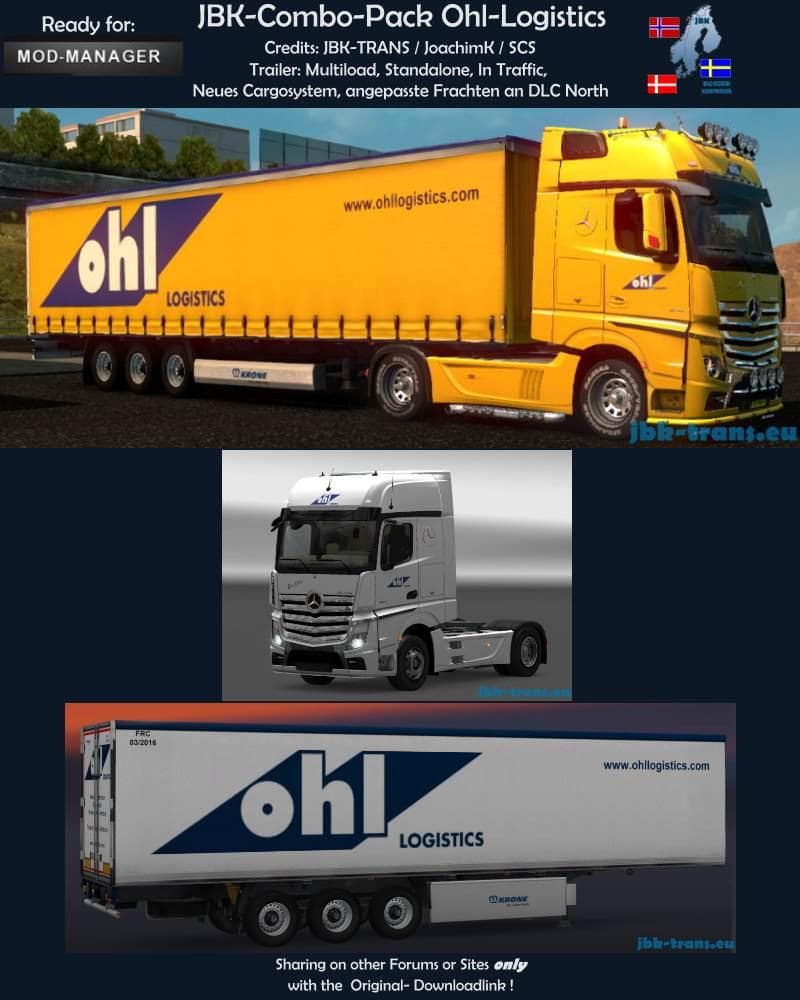 JBK COMBO PACK OHL LOGISTICS V1.0 – Trailers mod for Euro Truck Simulator 2