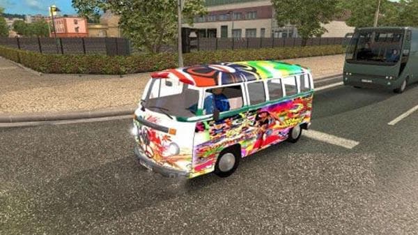 VW HIPPIE VAN FOR AI TRAFFIC V2 – Other mod for Euro Truck Simulator 2