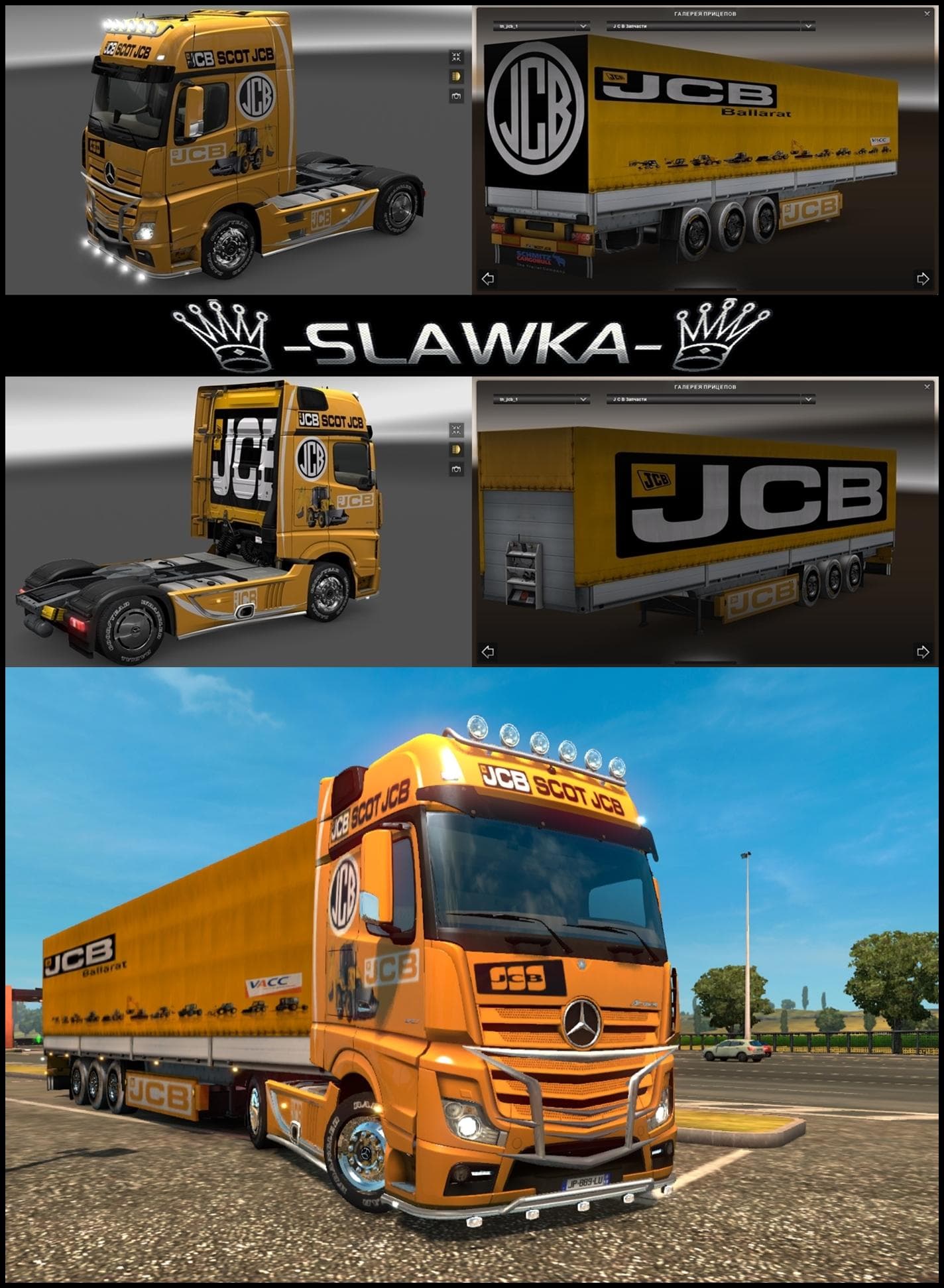 COMBO SKIN PACK MERCEDES ACTROS JCB 2014 – Skins mod for Euro Truck Simulator 2