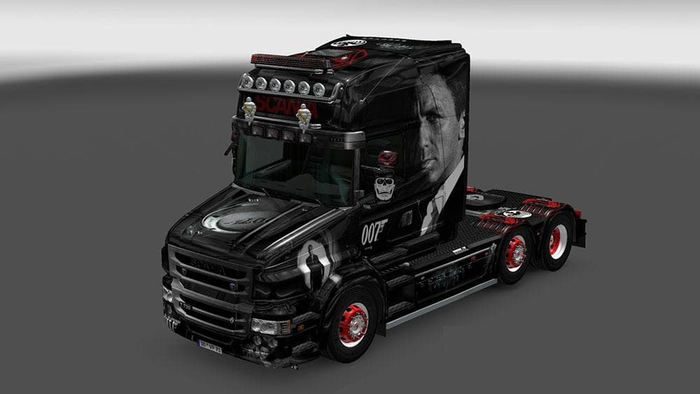SCANIA R, STREAMLINE & T TOPLINE (RJL) BOND 007 V8 SKIN – Skins mod for Euro Truck Simulator 2