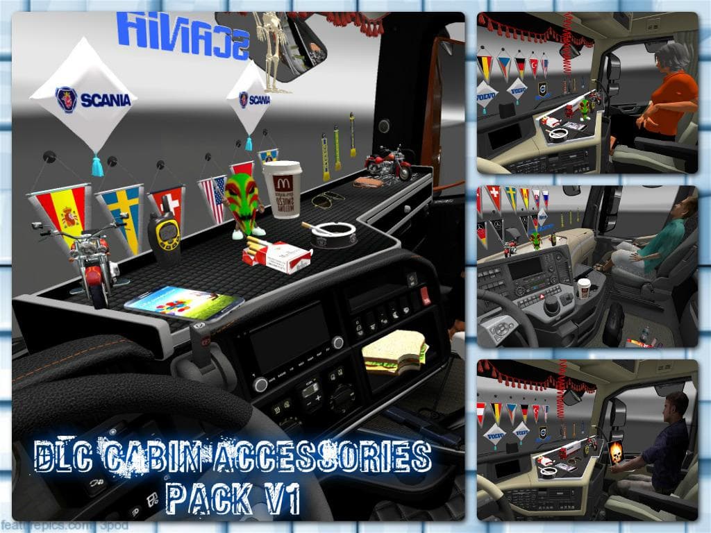 Dlc Cabin Accessories pack v1 1.21 – Parts mod for Euro Truck Simulator 2