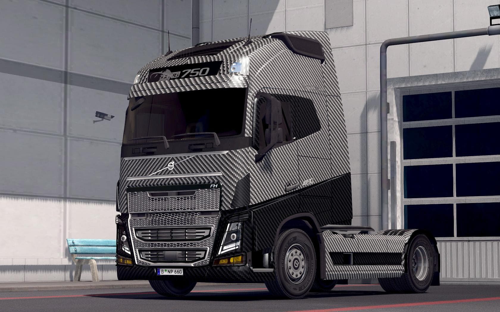 Carbon Fiber skin for Volvo FH 2012 and ohaha's v1 – Skins mod for Euro Truck Simulator 2
