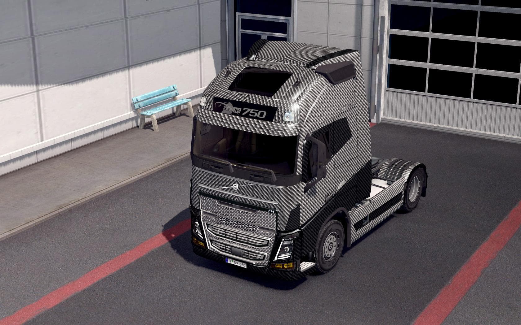 Carbon Fiber skin for Volvo FH 2012 and ohaha's v1 - ETS2 mods download – skins screenshot 2