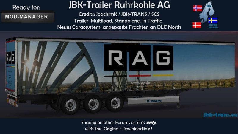 JBK-PROFILINER RUHRKOHLE AG V1 – Trailers mod for Euro Truck Simulator 2