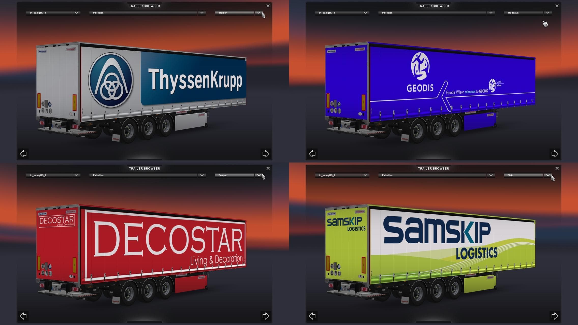 FRUEHAUF MAXISPEED NEW TRAILERS SKIN PACK – Skins mod for Euro Truck Simulator 2