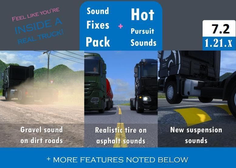 SOUND FIXES PACK + HOT PURSUIT SOUNDS V7.2 – Sounds mod for Euro Truck Simulator 2