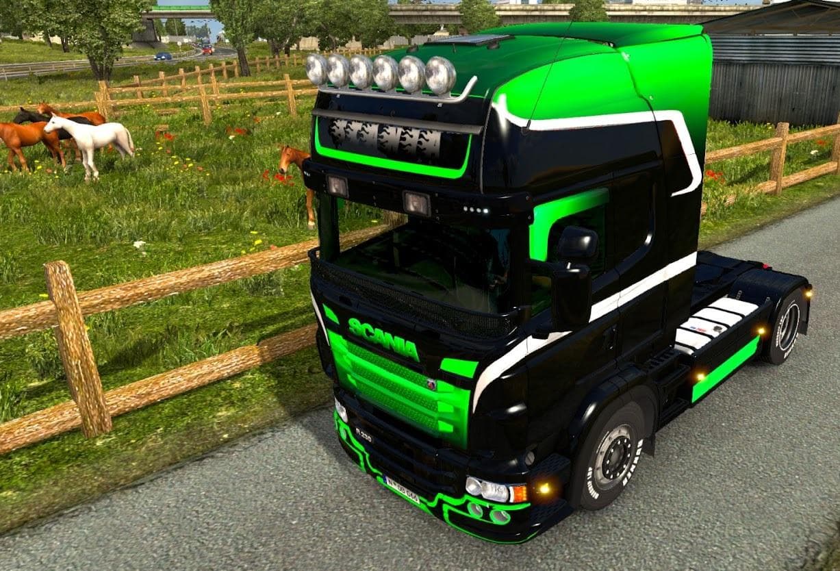 BLACK & GREEN GRADIENT FOR SCANIA RJL – Skins mod for Euro Truck Simulator 2
