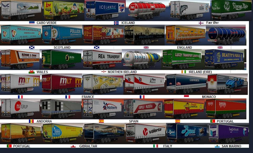 Seleselenia Europe + Africa trailers – Trailers mod for Euro Truck Simulator 2