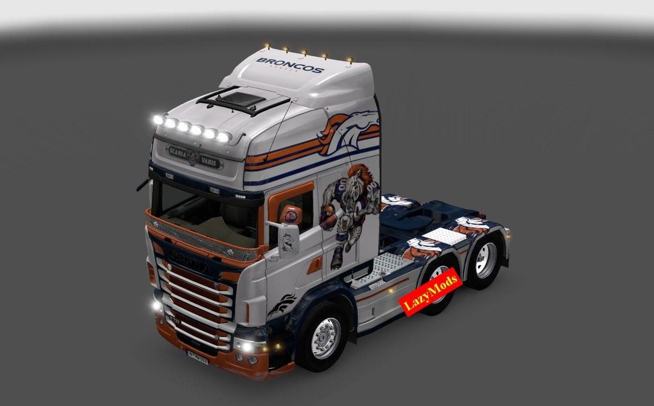 SCANIA RJL V8 DENVER BRONCOS [NFL] [LAZYMODS] – Skins mod for Euro Truck Simulator 2