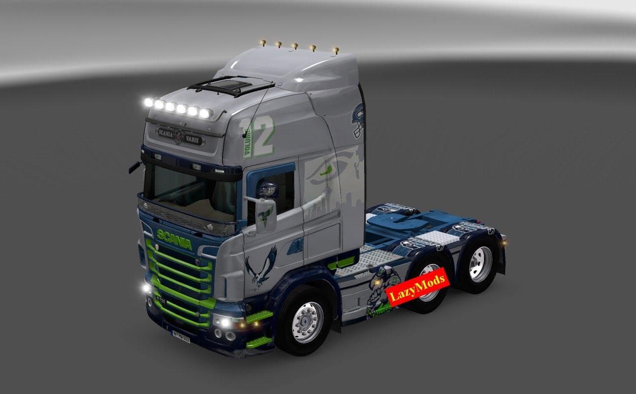 SCANIA RJL V8 SEATTLE SEAHAWKS, MINNESOTA VIKINGS [NFL] [LAZYMODS] – Skins mod for Euro Truck Simulator 2