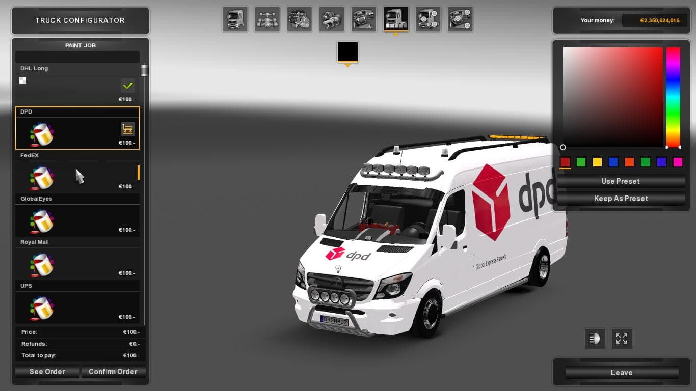 MERCEDES SPRINTER LONG 2015 SKINPACK - ETS2 mods download – skins screenshot 2