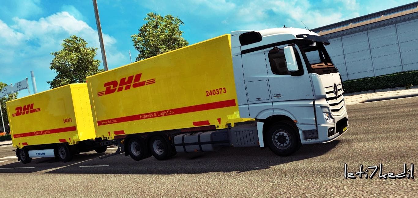 ACTROS MP4 DHL TANDEM 1.21.X - 1.22.X - ETS2 mods download – skins screenshot 2