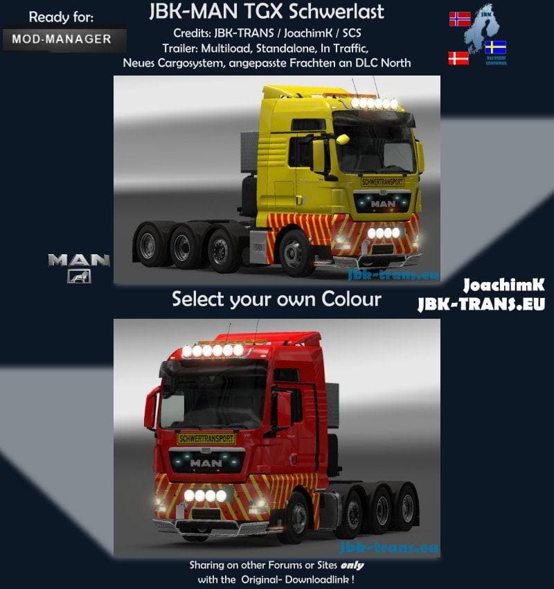 JBK-MAN TGX SCHWERLAST V1 – Trucks mod for Euro Truck Simulator 2