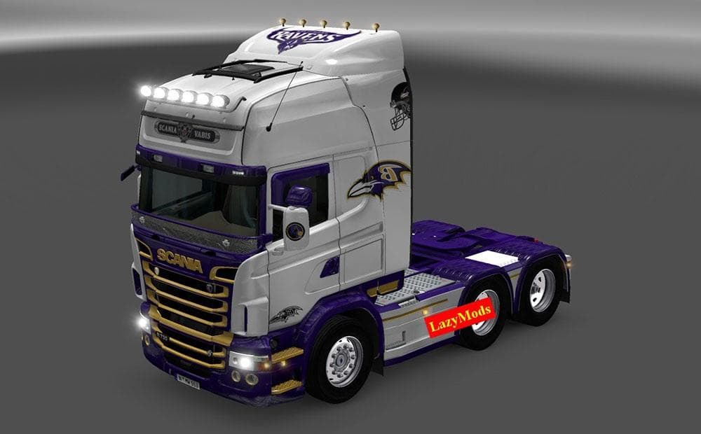 SCANIA RJL V8 BALTIMORE RAVENS [NFL] [LAZYMODS] SKIN – Skins mod for Euro Truck Simulator 2
