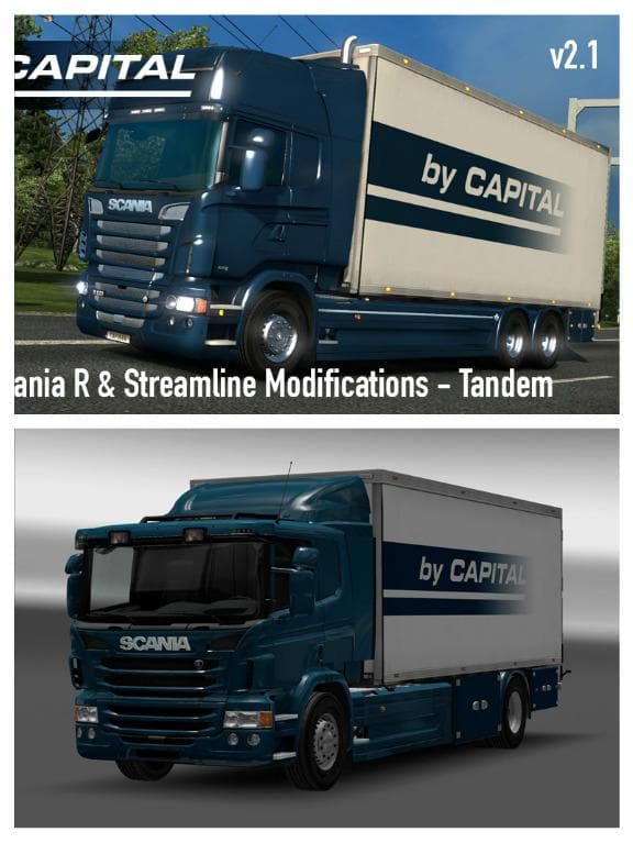 SCANIA R & STREAMLINE BY RJL TANDEM V2.1 – Parts mod for Euro Truck Simulator 2