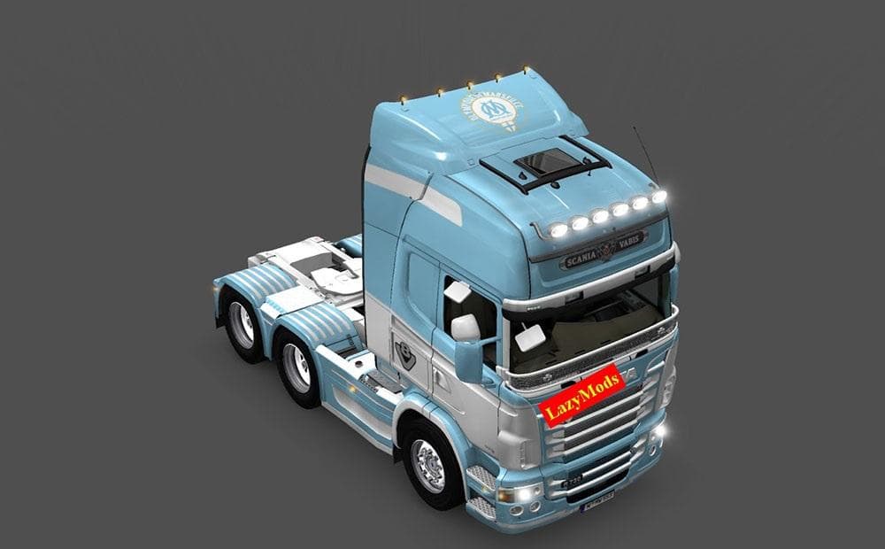 SCANIA RJL V8 OLYMPIQUE DE MARSEILLE [LAZYMODS] SKIN – Skins mod for Euro Truck Simulator 2