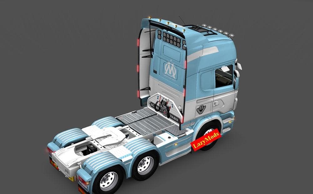 SCANIA RJL V8 OLYMPIQUE DE MARSEILLE [LAZYMODS] SKIN - ETS2 mods download – skins screenshot 2