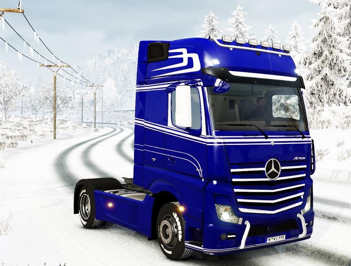 WHITE LINES PAINT JOB FOR MERCEDES MP4 - ETS2 mods download – skins screenshot 2