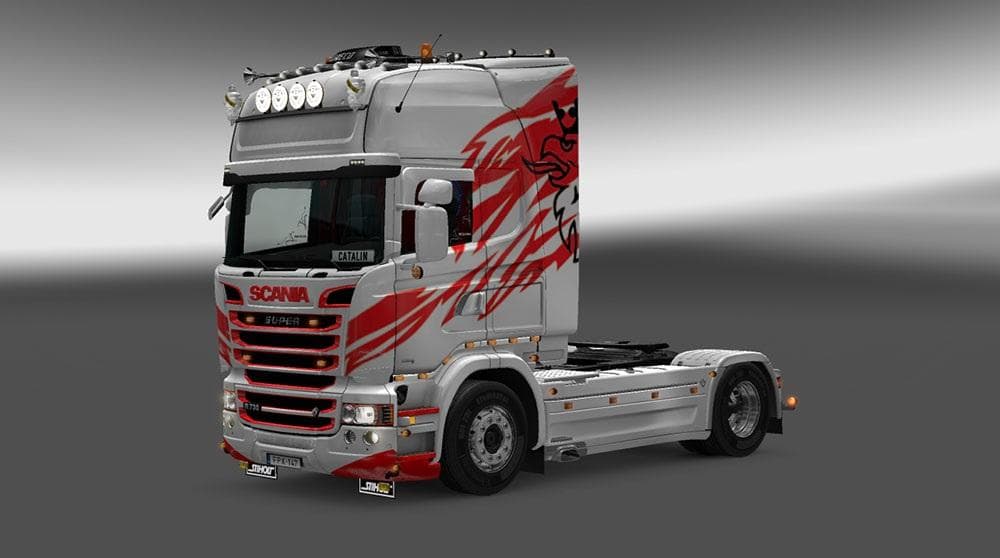 SCANIA RJL RED’N’ WHITE SKIN – Skins mod for Euro Truck Simulator 2