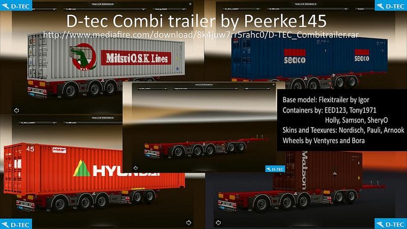 D-TEC COMBI TRAILER 1.22.X – Trailers mod for Euro Truck Simulator 2