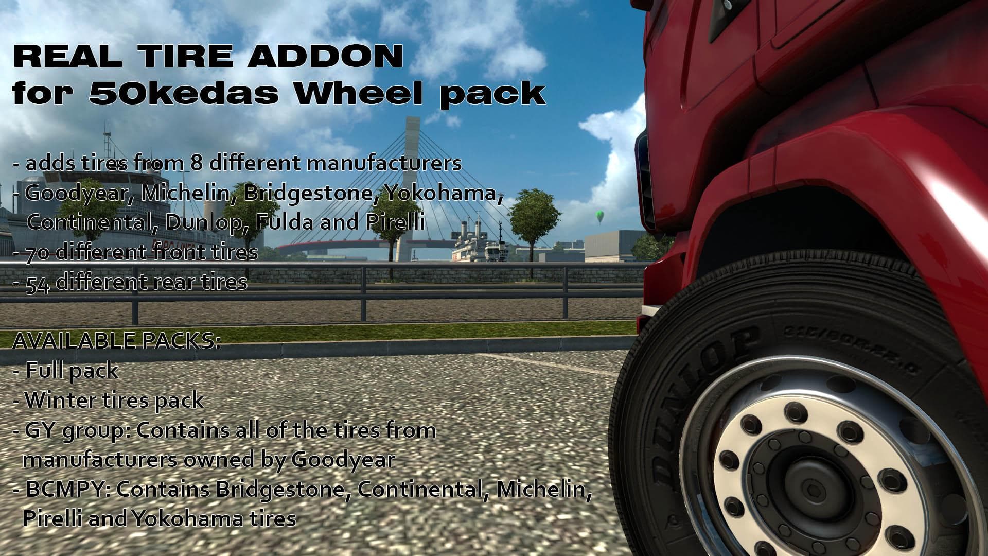 REAL TIRE ADDON FOR 50KEDAS WHEEL PACK V3.5 – Parts mod for Euro Truck Simulator 2