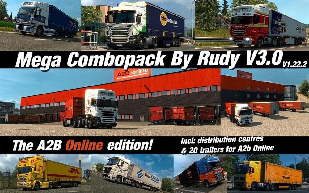 MEGA COMBO PACK V3.0 A2B ONLINE EDITION – Skins mod for Euro Truck Simulator 2
