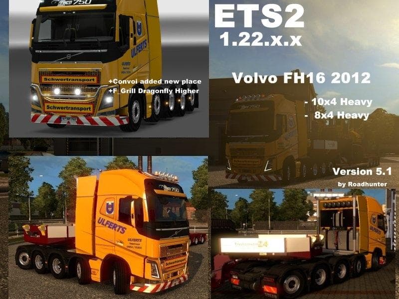 VOLVO FH 2012 10X4 UND 8X4 ULFERTS V5.1 – Parts mod for Euro Truck Simulator 2