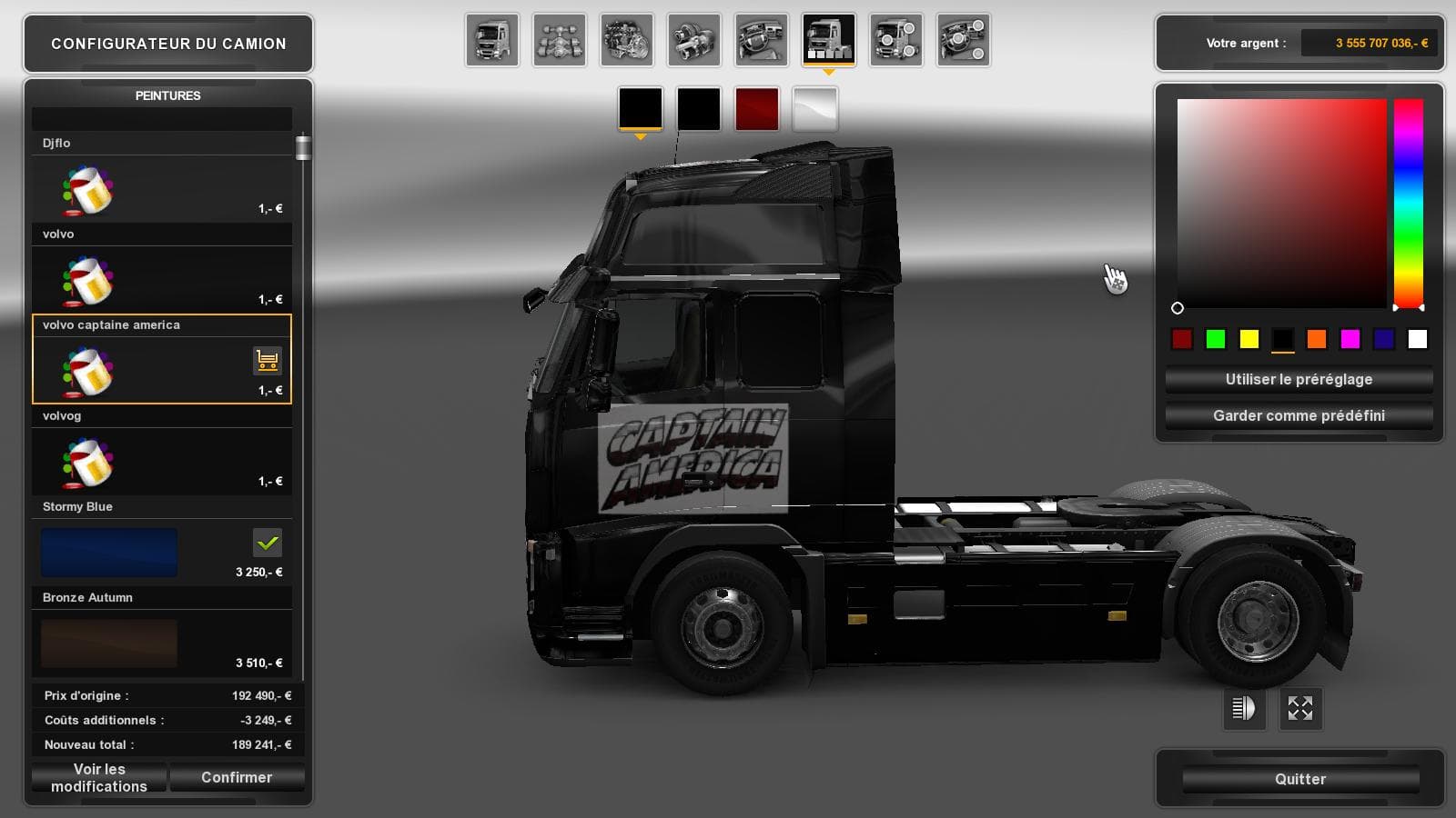 VOLVO CAPTAINE AMERICA – Skins mod for Euro Truck Simulator 2