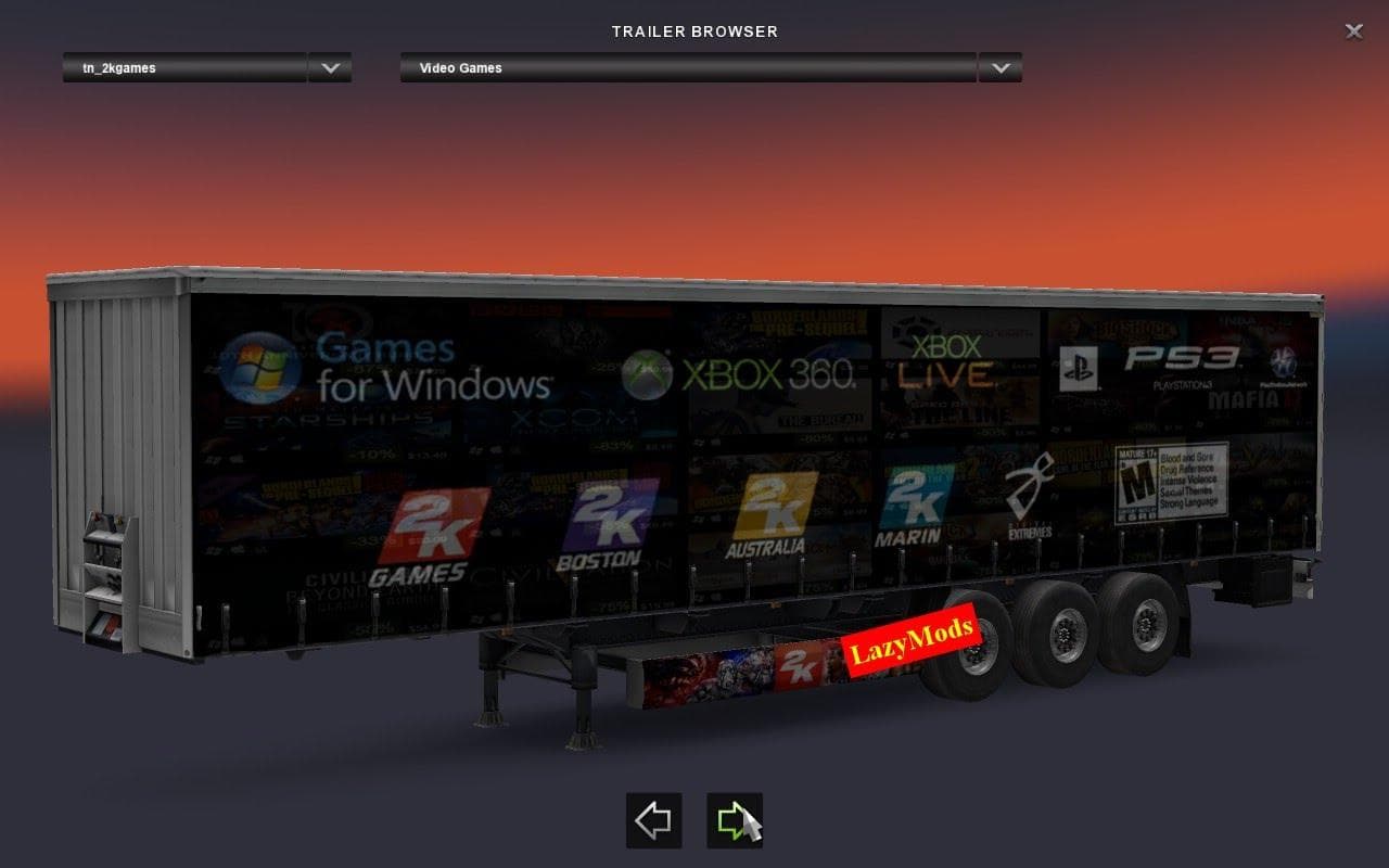 2K GAMES TRAILER BY LAZYMODS – Trailers mod for Euro Truck Simulator 2