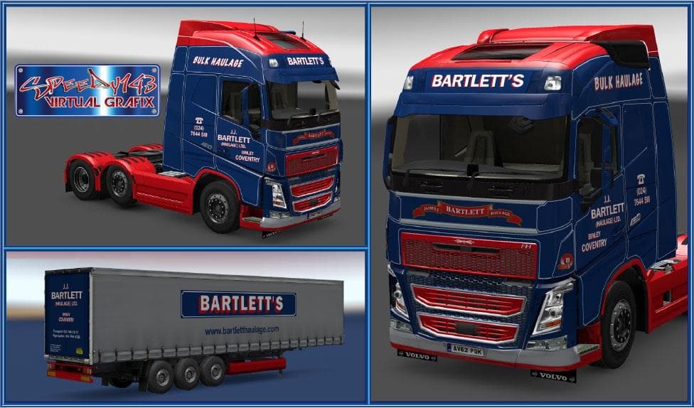 JJ BARTLETT VOLVO FH & TRAILER – Skins mod for Euro Truck Simulator 2