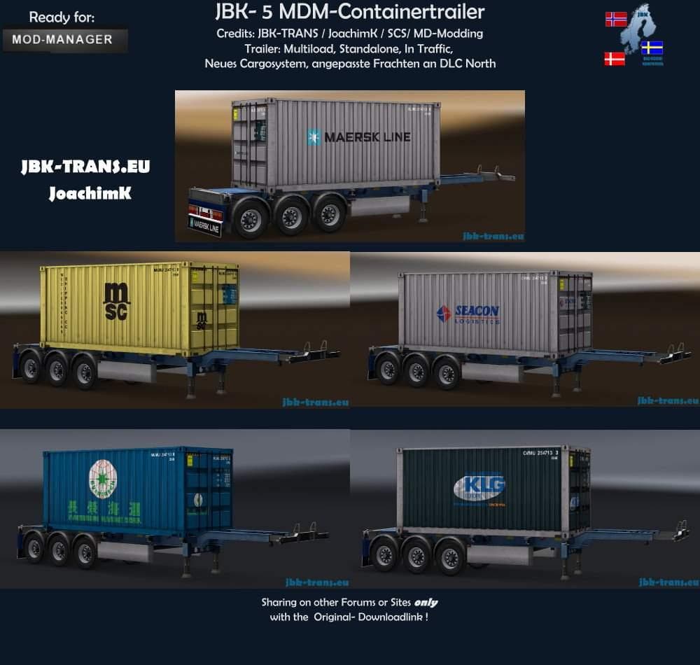 JBK 5 CONTAINERTRAILER (MDM) V1 – Trailers mod for Euro Truck Simulator 2