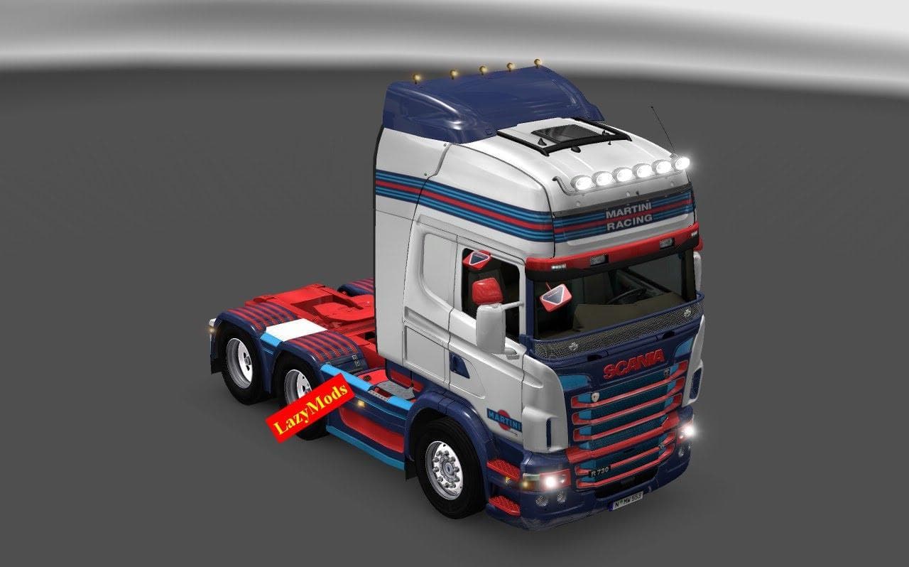 SCANIA RJL V8 MARTINI RACING SKIN [LAZYMODS] – Skins mod for Euro Truck Simulator 2