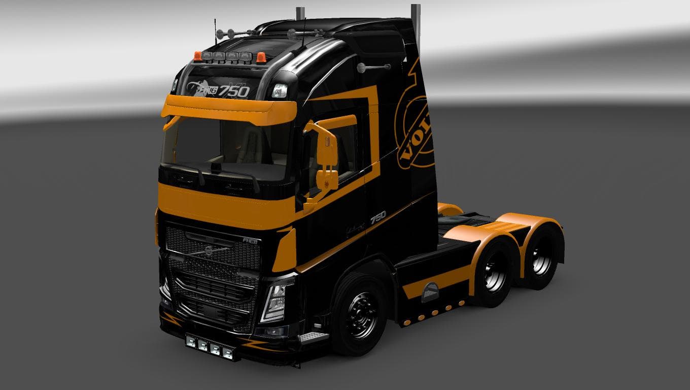 VOLVO FH 2013 BY OHAHA BLACK & ORANGE SKIN – Skins mod for Euro Truck Simulator 2
