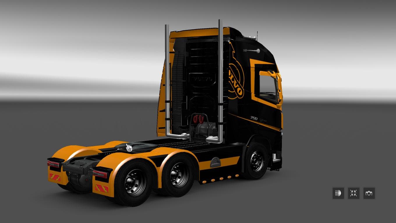 VOLVO FH 2013 BY OHAHA BLACK & ORANGE SKIN - ETS2 mods download – skins screenshot 2
