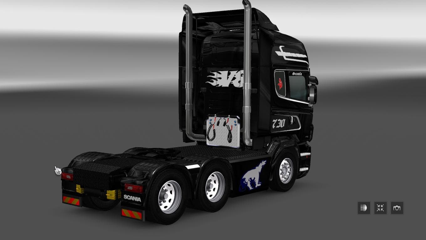 SCANIA RS RJL BLACK & WHITE V8 SKIN - ETS2 mods download – skins screenshot 2