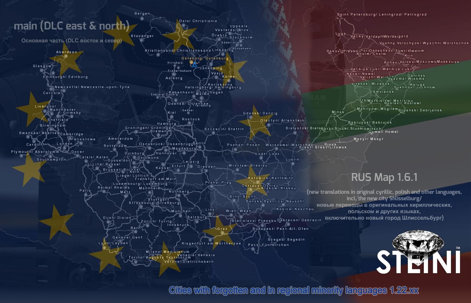 CITIES WITH FORGOTTEN AND IN REGIONAL MINORITY LANGUAGES DLC – Maps mod for Euro Truck Simulator 2