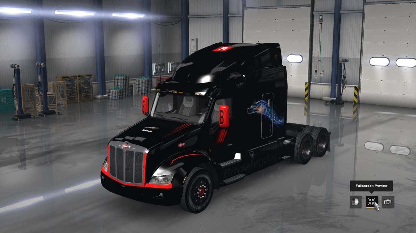 Bitdefender skin for Peterbilt 579 – Skins mod for Euro Truck Simulator 2